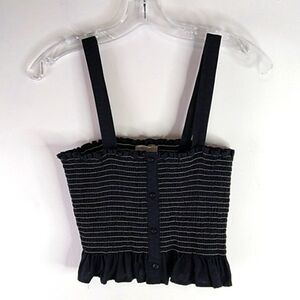 Urban Outfitters - Black/Cream Shirred Elastic Cropped Top - Size M